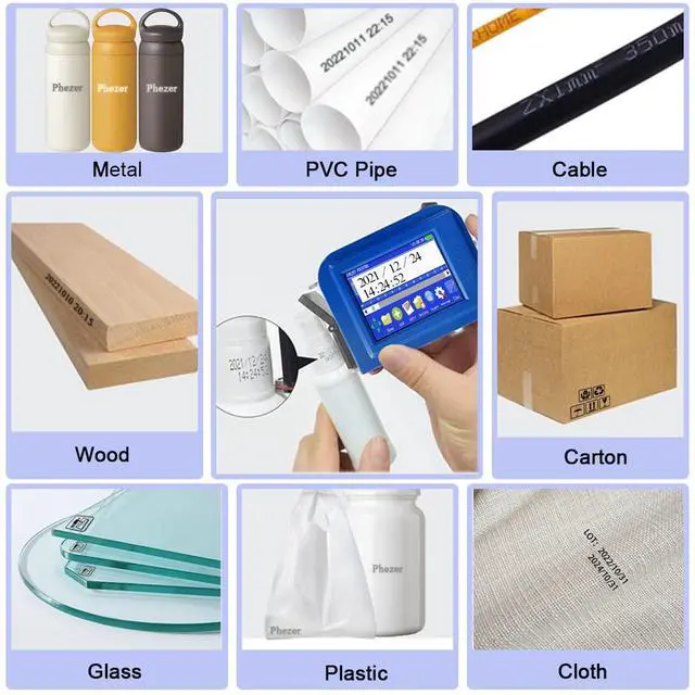 Alt view image 5 of 7 - Upgraded Mini Inkjet Printer for Flat and Curved Surface PC11 Plus, 25 Languages & Quick-Drying Ink Cartridge, Portable Pocket Marking Device for Date Time Barcode Logo Qrcode Batch Number