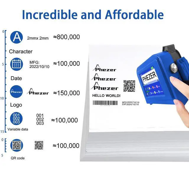 Alt view image 6 of 7 - Upgraded Mini Inkjet Printer for Flat and Curved Surface PC11 Plus, 25 Languages & Quick-Drying Ink Cartridge, Portable Pocket Marking Device for Date Time Barcode Logo Qrcode Batch Number
