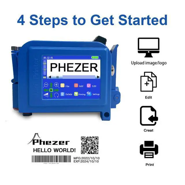 Alt view image 3 of 7 - Upgraded Mini Inkjet Printer for Flat and Curved Surface PC11 Plus, 25 Languages & Quick-Drying Ink Cartridge, Portable Pocket Marking Device for Date Time Barcode Logo Qrcode Batch Number