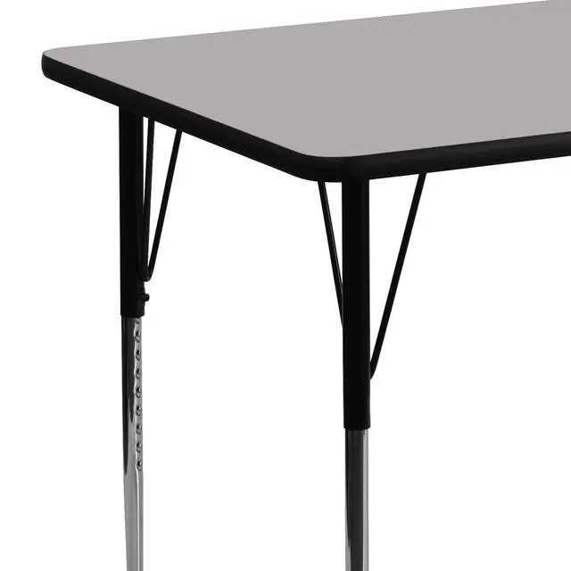 Alt view image 7 of 7 - Adjustable Kids Activity Table for Home Use, Height-Adjustable Classroom Table for Kids, 24" W x 48" D x 21.125-30.125" H, Gray