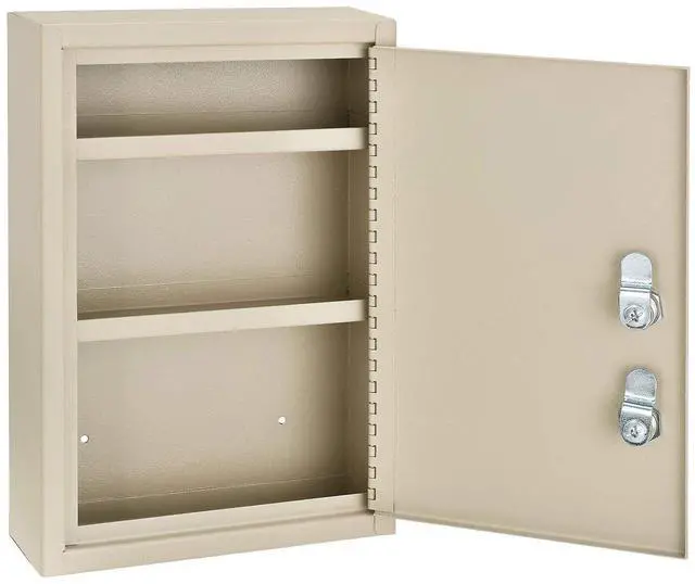 Main image of Medical Security Cabinet, 8" W x 2-5/8"D x 12-1/8"H, Dual Key Locks, Beige
