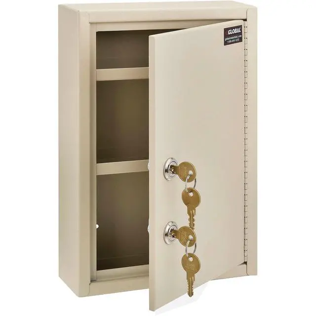Alt view image 6 of 7 - Medical Security Cabinet, 8" W x 2-5/8"D x 12-1/8"H, Dual Key Locks, Beige