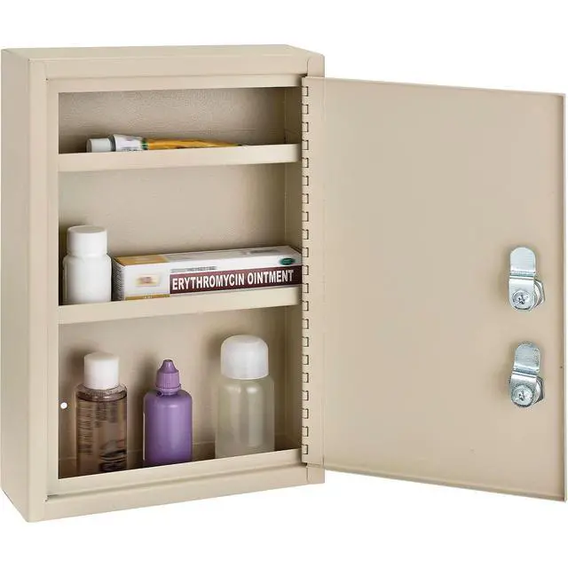 Alt view image 7 of 7 - Medical Security Cabinet, 8" W x 2-5/8"D x 12-1/8"H, Dual Key Locks, Beige