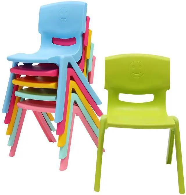 Main image of 6PCS Colorful Stackable School Chairs for Kids, Plastic Classroom Chairs with 11in Seat Height, 220.5lb Load Capacity, 20.87in H Kids Chairs for Indoor Outdoor Use in Preschool, Daycare