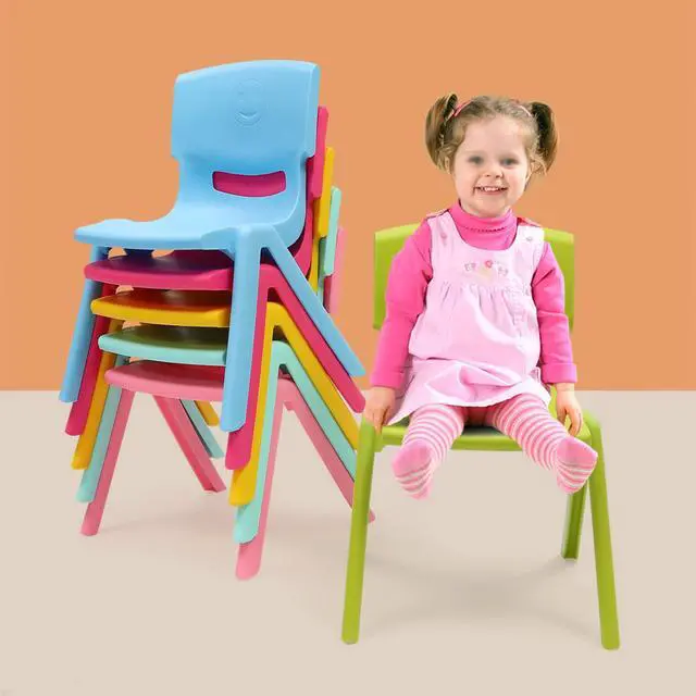 Alt view image 2 of 7 - 6PCS Colorful Stackable School Chairs for Kids, Plastic Classroom Chairs with 11in Seat Height, 220.5lb Load Capacity, 20.87in H Kids Chairs for Indoor Outdoor Use in Preschool, Daycare