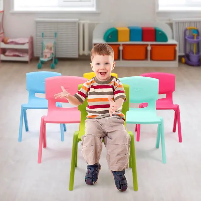 Alt view image 6 of 7 - 6Pcs Colorful Stackable School Chairs, 11inch Seat Height Colorful Plastic Kids Classrooms Chairs for Kids Learning Indoor Outdoor for Home Preschool Daycare Center