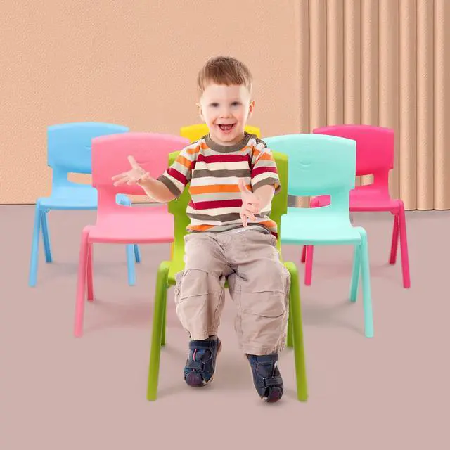 Alt view image 7 of 7 - 6Pcs Colorful Stackable School Chairs, 11inch Seat Height Colorful Plastic Kids Classrooms Chairs for Kids Learning Indoor Outdoor for Home Preschool Daycare Center