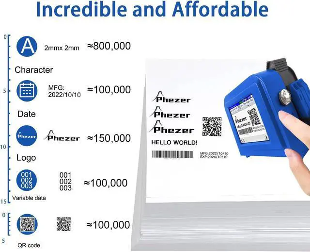 Alt view image 4 of 7 - Mini Handheld Inkjet Printer PC11 for Flat and Curved Surface, with Touch Screen and Quick-Drying Ink Cartridge, Portable Pocket Marking Device for Label/Date/Barcode/Logo/Qrcode/Batch Number