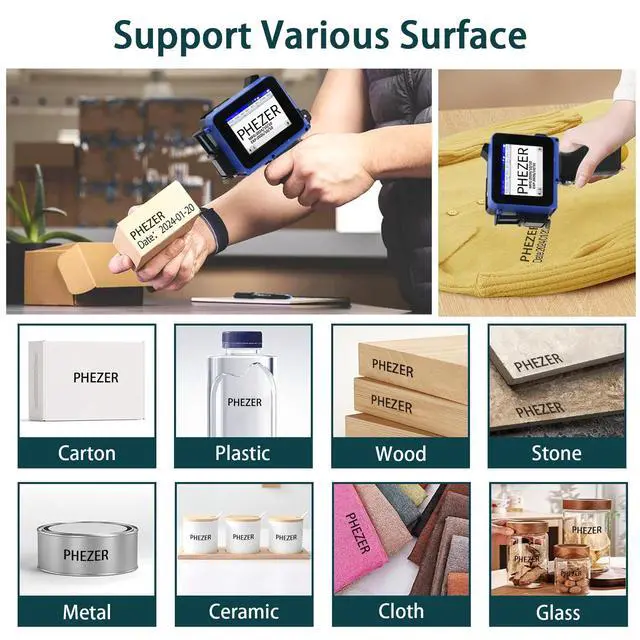 Alt view image 5 of 7 - Mini Handheld Inkjet Printer PC11 for Flat and Curved Surface, with Touch Screen and Quick-Drying Ink Cartridge, Portable Pocket Marking Device for Label/Date/Barcode/Logo/Qrcode/Batch Number
