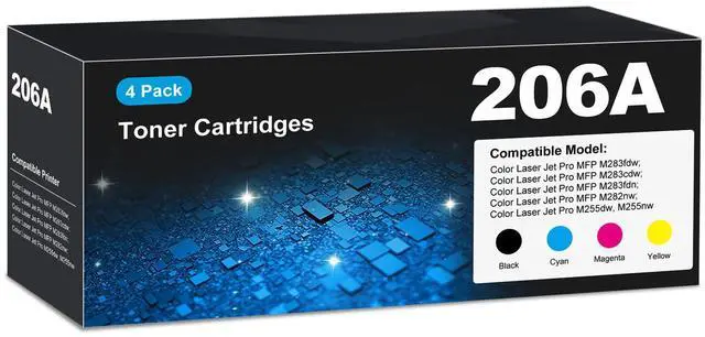Main image of 206A Toner Cartridges 4 pack for HP 206A 206X toner Cartridges, LaserJet M283fdw M283cdw toner Cartridge, HP206A 206 Toner set for Color Laser Jet Pro MFP M283fdw M283cdw M255dw M283fdn M282nw M255nw
