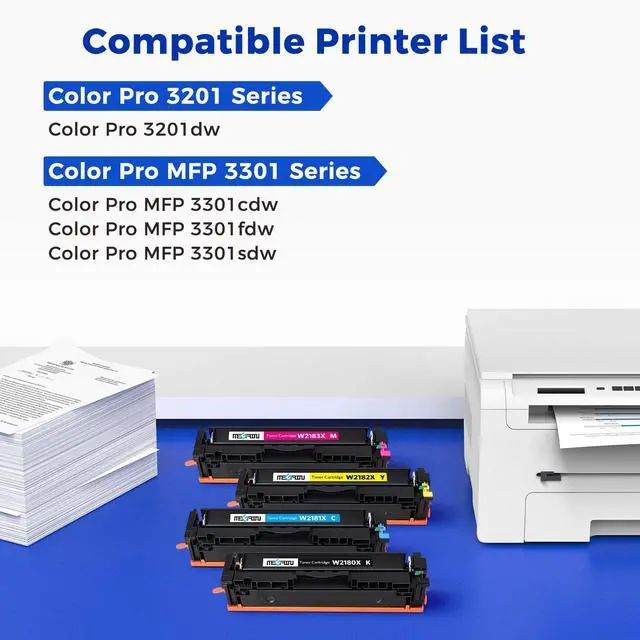 Alt view image 2 of 7 - 218X Toner Cartridges 4 Packs With Chip | Compatible Replacement for HP 218X W2180X W2181X W2182X W2183X 218A W2180A work with Color Pro 3201dw 3301cdw 3301fdw 3301sdw Printer, 4 Color Packs Set