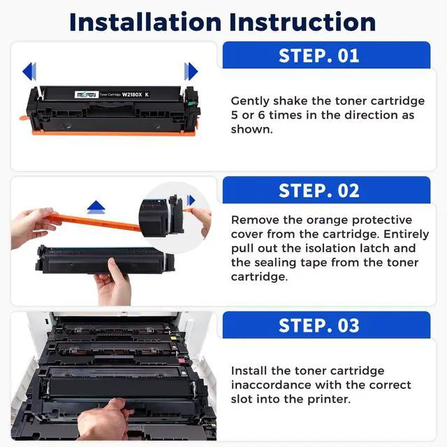Alt view image 6 of 7 - 218X Toner Cartridges 4 Packs With Chip | Compatible Replacement for HP 218X W2180X W2181X W2182X W2183X 218A W2180A work with Color Pro 3201dw 3301cdw 3301fdw 3301sdw Printer, 4 Color Packs Set