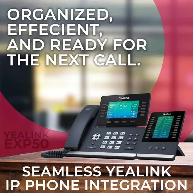Alt view image 4 of 6 - Yealink EXP50 Expansion Module - Compatible for Yealink VoIP Phones T5 Series: T54W, T53W, MP56, MP58, T58V, T58A, T56A, T54S, T52S, T57W, T53, T58W, VP59, Customizable Wallpaper, Global Teck Cloth