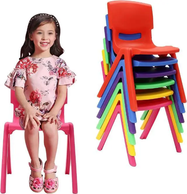 Main image of 6Pcs Plastic Stackable School Chair, Kids Learning Chairs with 11 inch Seat Height Kids Colorful Stack Chairs 220lbs Capacity for Children Toddler Daycare Home Preschool Learning(21.7inch/55cm)