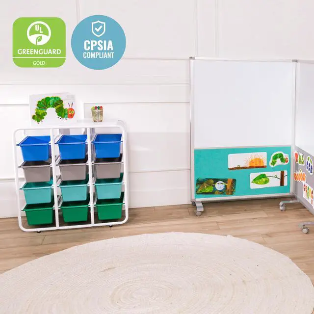 Alt view image 7 of 7 - 4-Tier Storage Rack with 12 Cubby Bins 4x3, Multipurpose Organization, Contemporary