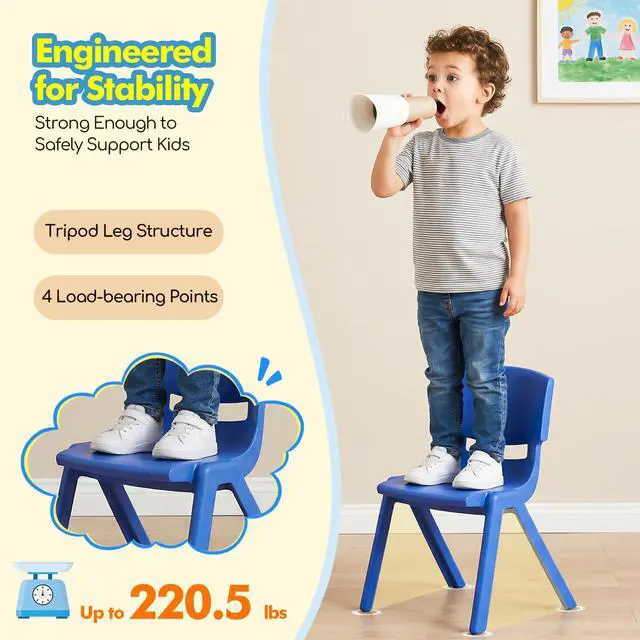 Alt view image 4 of 7 - 6Pcs Plastic Stackable School Chair, Kids Learning Chairs with 11 inch Seat Height Kids Colorful Stack Chairs 220lbs Capacity for Children Toddler Daycare Home Preschool Learning(21.7inch/55cm)