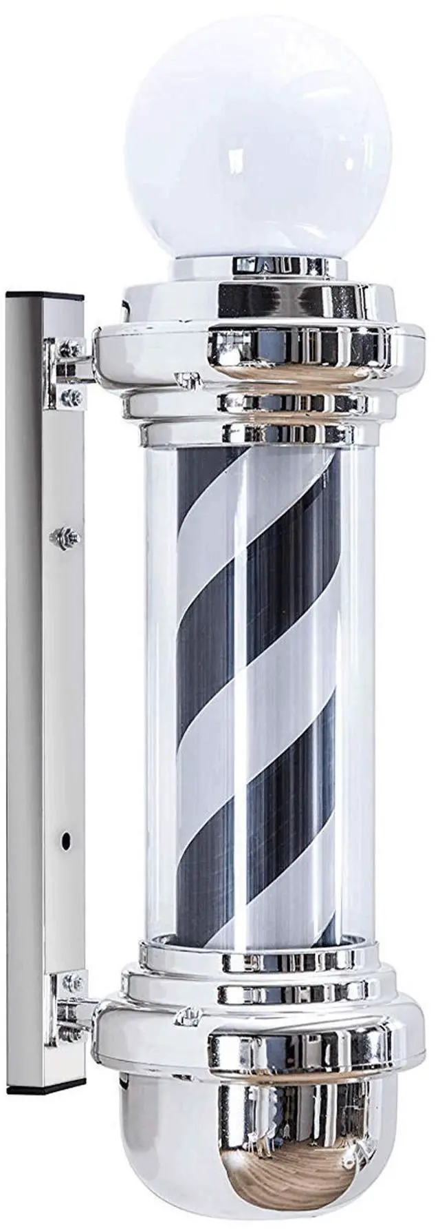 Main image of Barber Pole Rotating LED Strips Light Metal Hair Salon Sign L018 (Black&White)
