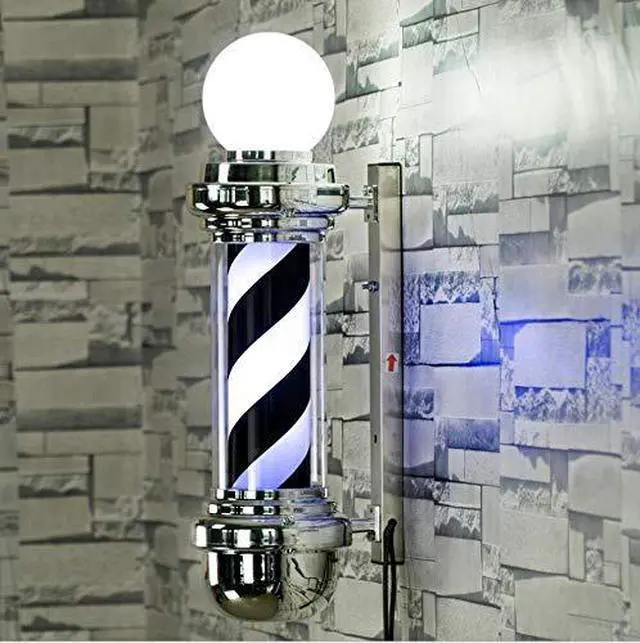 Alt view image 2 of 6 - Barber Pole Rotating LED Strips Light Metal Hair Salon Sign L018 (Black&White)