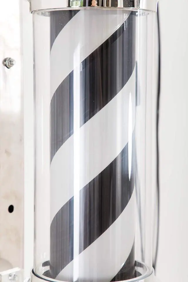 Alt view image 5 of 6 - Barber Pole Rotating LED Strips Light Metal Hair Salon Sign L018 (Black&White)