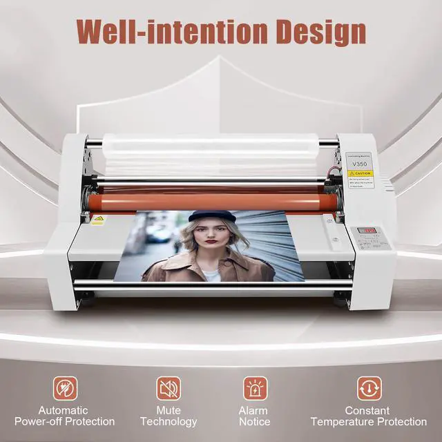 Alt view image 6 of 7 - Laminator Machine 13.78 Inch, 700W Hot and Cold Roll Laminator, Adjustable Thermal Laminating Machine w/Digital Temperature Control, Single/Double Sided Lamination for Photo/Poster/Document
