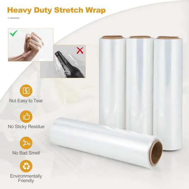 Alt view image 5 of 7 - 16 Rolls 18" x 1500 Ft Stretch Wrap, Heavy Duty Shrink Wrap Roll for Packing, 60 Gauge High Performance Plastic Wrap for Moving Packing Shipping Furniture Luggage