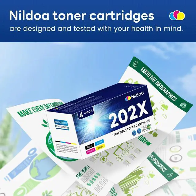 Alt view image 5 of 6 - 202X Toner Cartridges 4 Pack High Yield Replacement for HP 202X CF500X CF501X CF502X CF503X Color Pro M254dw; MFP M281cdw M281fdw Printer Ink(Black Cyan Magenta Yellow)