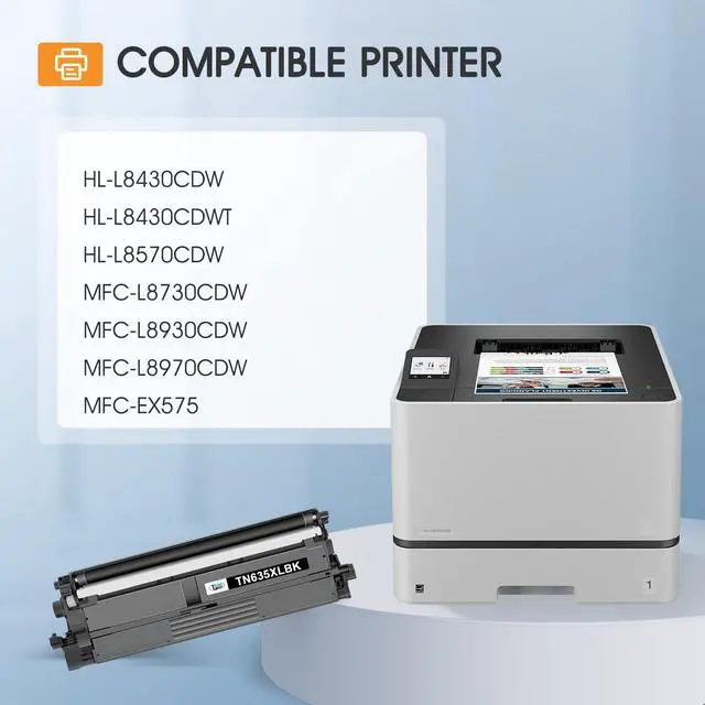 Alt view image 2 of 6 - TN635XL TN635 Black Toner Cartridge TN635XLBK MFC-L8930CDW High Yield | Compatible for Brother TN 635XL TN-635XL HL-L8430CDW MFC-L8730CDW HL-L8570CDW MFC-L8970CDW HL-L8430CDWT Ink Printer 2 Pack