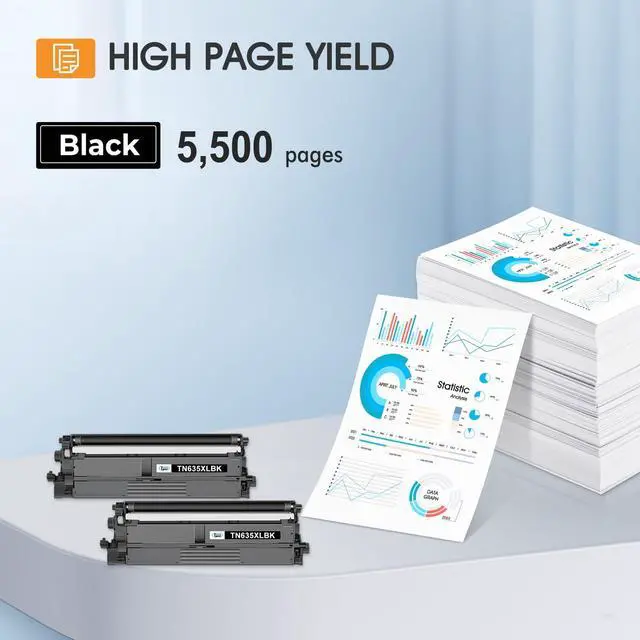 Alt view image 3 of 6 - TN635XL TN635 Black Toner Cartridge TN635XLBK MFC-L8930CDW High Yield | Compatible for Brother TN 635XL TN-635XL HL-L8430CDW MFC-L8730CDW HL-L8570CDW MFC-L8970CDW HL-L8430CDWT Ink Printer 2 Pack