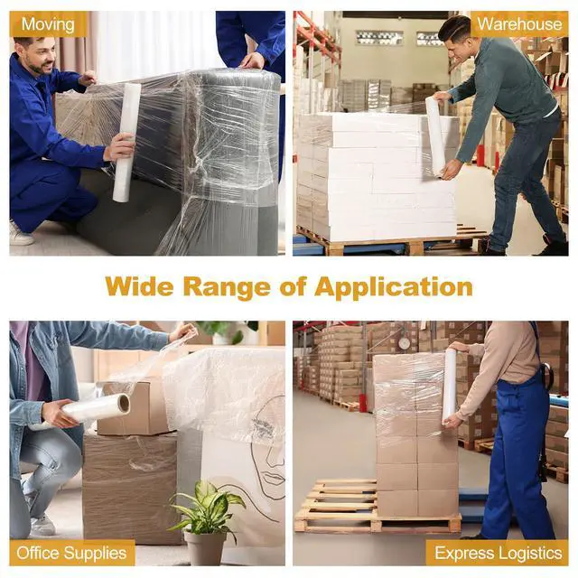 Alt view image 6 of 7 - 16 Rolls 18" x 1500 Ft Stretch Wrap, Heavy Duty Shrink Wrap Roll for Packing, 60 Gauge High Performance Plastic Wrap for Moving Packing Shipping Furniture Luggage