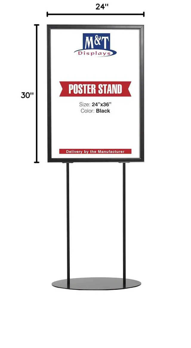 Alt view image 7 of 7 - Metal Oval Info Board Black 24x36 Inches Slide-In Poster Sign Holder 1 Tier Double Sided Floor Standing Pedestal Advertising Display with Backing and Anti-Glare PET Cover