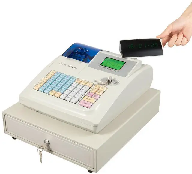 Main image of Electronic Cash Register, Cash Register for Small Businesses, 48 Keys LED Display Electronic Pos System, 8 Digital Display Multifunction Cash Register for Cafes, Bakeries, Bookstores