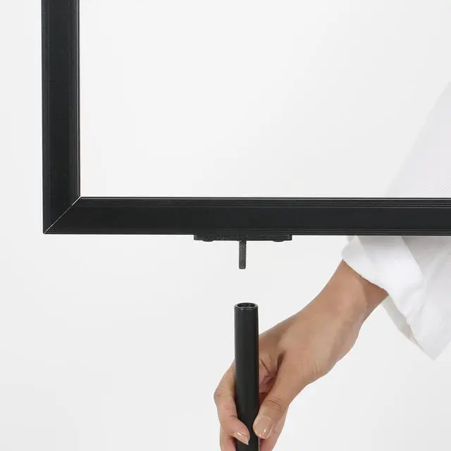 Alt view image 2 of 7 - Metal Oval Info Board Black 24x36 Inches Slide-In Poster Sign Holder 1 Tier Double Sided Floor Standing Pedestal Advertising Display with Backing and Anti-Glare PET Cover