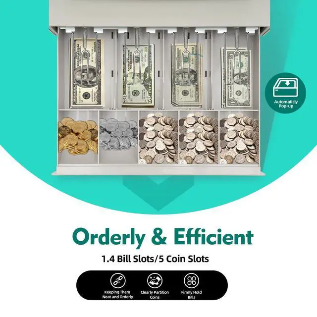 Alt view image 4 of 7 - Electronic Cash Register, Cash Register for Small Businesses, 48 Keys LED Display Electronic Pos System, 8 Digital Display Multifunction Cash Register for Cafes, Bakeries, Bookstores