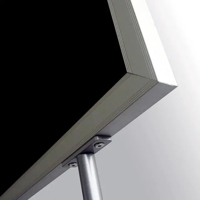 Alt view image 4 of 7 - Metal Oval Info Board Silver 24x36 Inches Slide-In Poster Sign Holder 1 Tier Double Sided Floor Standing Pedestal Advertising Display with Backing and Anti-Glare PET Cover