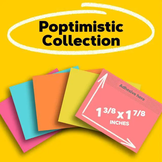 Alt view image 3 of 7 - Mini Notes, 1 3/8 x 1 7/8 in, Poptimistic Collection, 18-Pack | Sticky Notes Power Pink, Aqua Blue, Vital Orange, Neon Green, Guava Pink, 432 pads