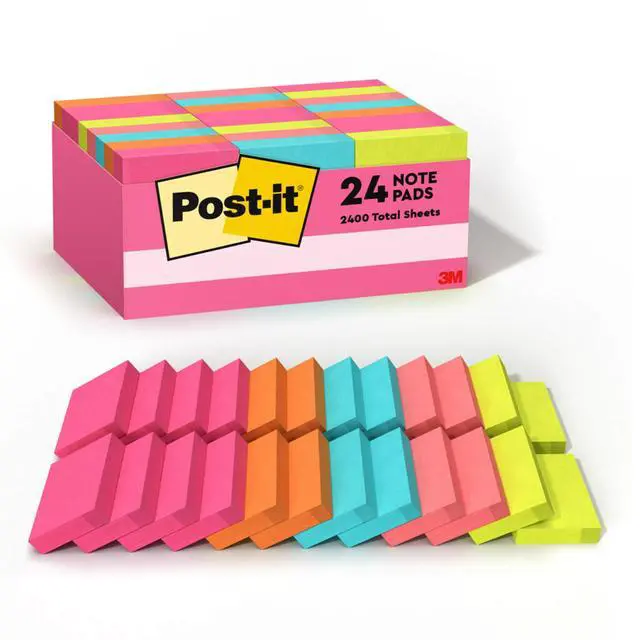 Alt view image 2 of 7 - Mini Notes, 1 3/8 x 1 7/8 in, Poptimistic Collection, 18-Pack | Sticky Notes Power Pink, Aqua Blue, Vital Orange, Neon Green, Guava Pink, 432 pads