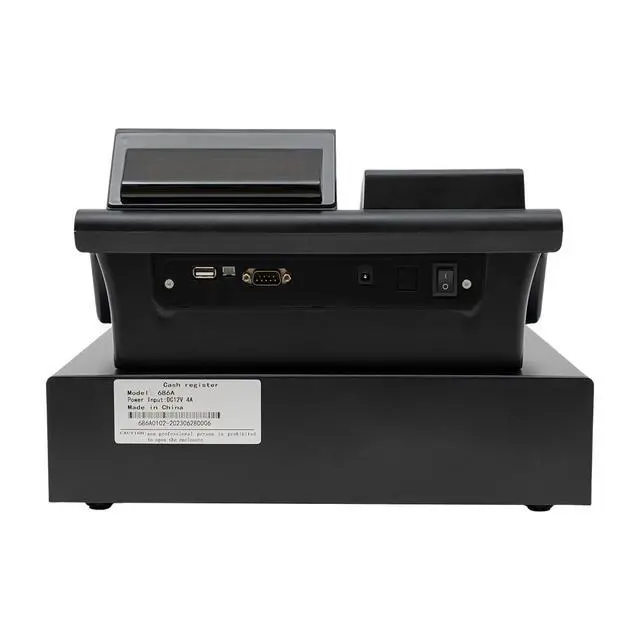 Alt view image 6 of 7 - 48 Keys Electronic Cash Register, Dual-Screen Commercial POS System Thermal Receipt with Printer 8-Digital LED Money Box & PC Connectivity for Retailer Restaurants Supermarket (Black)