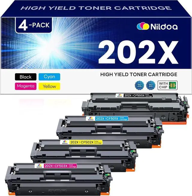 Main image of 202X Toner Cartridges 4 Pack High Yield Replacement for HP 202X CF500X CF501X CF502X CF503X Color Pro M254dw; MFP M281cdw M281fdw Printer Ink(Black Cyan Magenta Yellow)