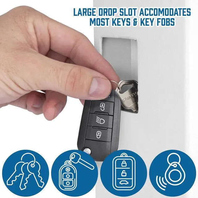 Alt view image 5 of 7 - 48-Key Wall Mount Key Cabinet Safe Digital Keypad Lock Box with Numbered Hooks, Drop Slot, Color Tags & Backup Keys Steel Construction for Home, Office, Business, School, Hotel