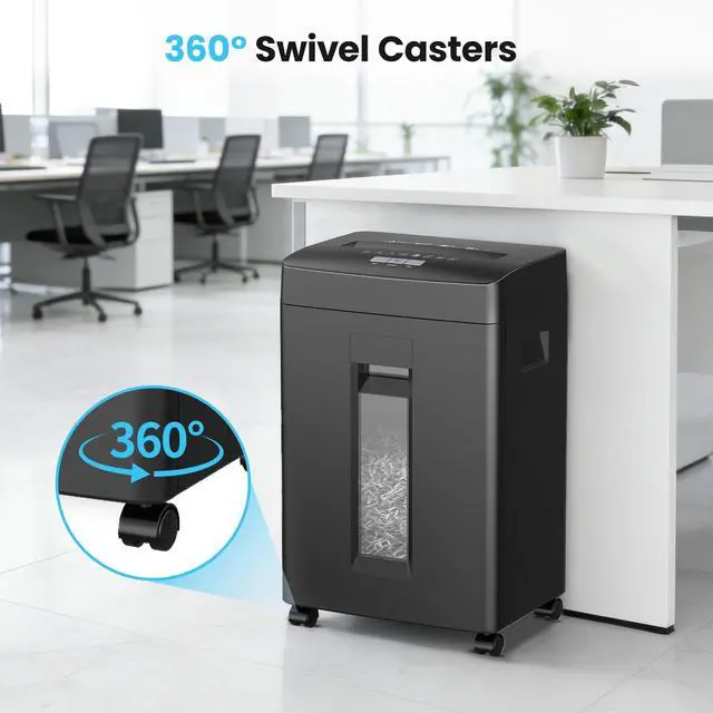 Alt view image 7 of 7 - 16-Sheet Cross Cut Paper Shredder, 6 Gallon Heavy Duty Commercial Shredder for Home Office, P-4 High Security Shredders for Paper/CD/Credit Card/Staple/Clip, 60 Mins Continuous Running