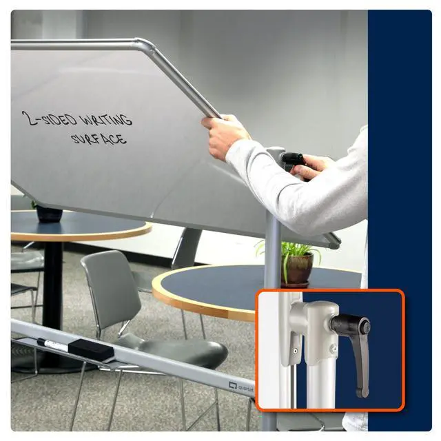 Alt view image 2 of 6 - Magnetic Dry-Erase Board, 48" x 36" (4' x 3') Nano-Clean Easel Whiteboard, Double-Sided, Silver Frame (Q284836A01-R)