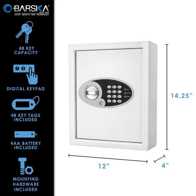 Alt view image 3 of 7 - 48-Key Wall Mount Key Cabinet Safe Digital Keypad Lock Box with Numbered Hooks, Drop Slot, Color Tags & Backup Keys Steel Construction for Home, Office, Business, School, Hotel