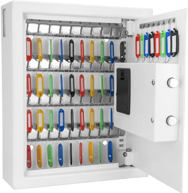 Main image of 48-Key Wall Mount Key Cabinet Safe Digital Keypad Lock Box with Numbered Hooks, Drop Slot, Color Tags & Backup Keys Steel Construction for Home, Office, Business, School, Hotel