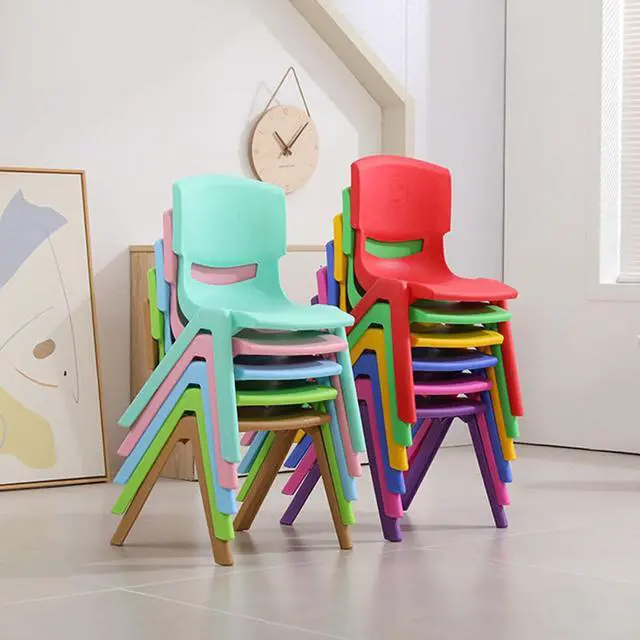 Alt view image 2 of 7 - 12Pcs Colorful Stackable School Chairs, Kids School Chair Seat for Toddlers Plastic Stack Chairs with 11'' Seat Height Little Kids Flexible Seating for Kindergarten Classroom Daycare