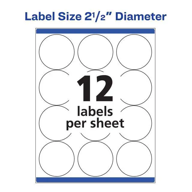 Alt view image 6 of 7 - Round Printable Labels, 2.5" Diameter, Matte White, Sure Feed Technology, Laser & Inkjet Compatible, 300 Blank Labels, Great for Branding, Packages, School Supplies,and More (5294) (Pack of 10)