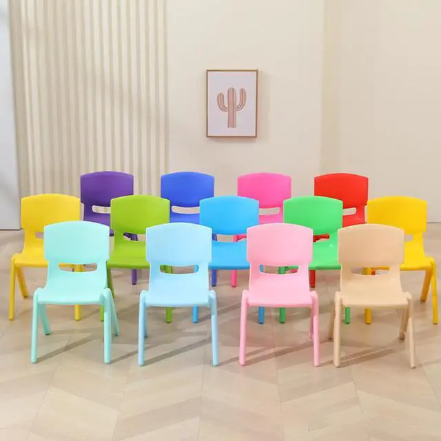 Alt view image 4 of 7 - 12Pcs Colorful Stackable School Chairs, Kids School Chair Seat for Toddlers Plastic Stack Chairs with 11'' Seat Height Little Kids Flexible Seating for Kindergarten Classroom Daycare