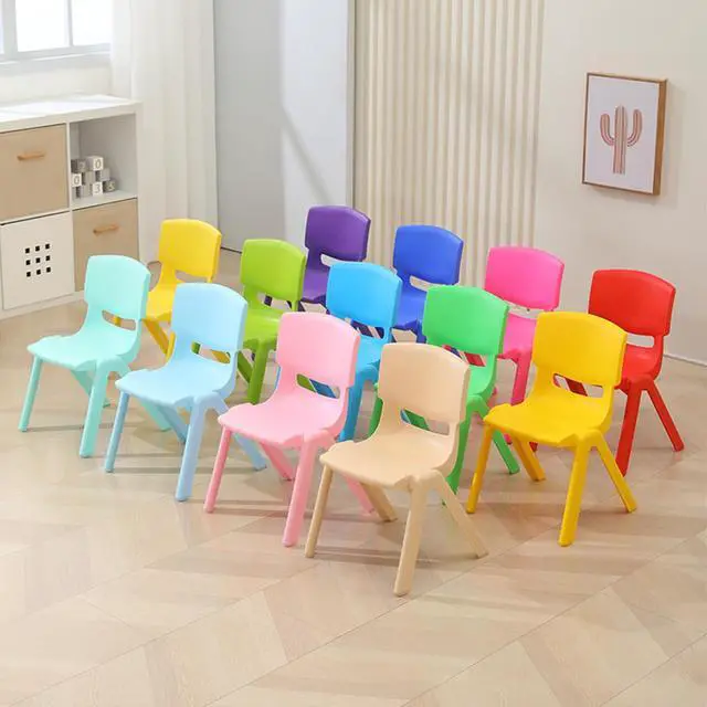 Alt view image 6 of 7 - 12Pcs Colorful Stackable School Chairs, Kids School Chair Seat for Toddlers Plastic Stack Chairs with 11'' Seat Height Little Kids Flexible Seating for Kindergarten Classroom Daycare