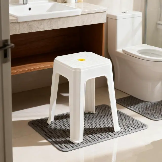 Alt view image 2 of 7 - 12 Pack Plastic Bar Stools, 18.7 Inch White Nesting Stool | Portable Backless Stool, Seating Dining Chairs for Classroom Office Home