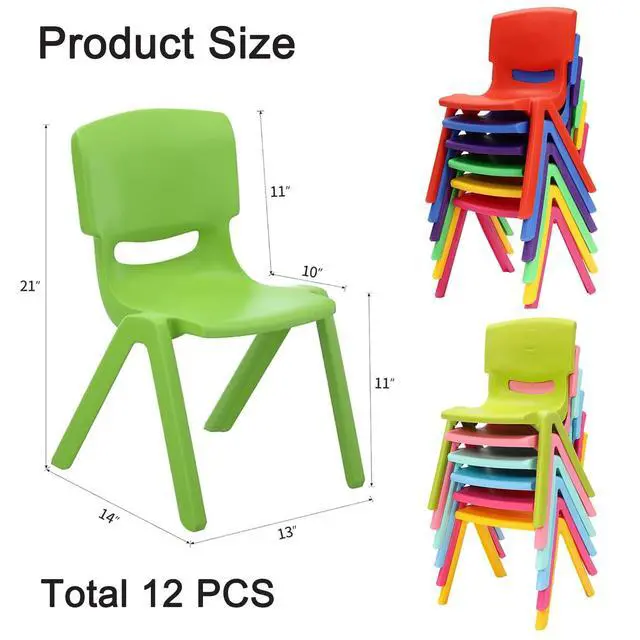 Alt view image 3 of 7 - 12Pcs Colorful Stackable School Chairs, Kids School Chair Seat for Toddlers Plastic Stack Chairs with 11'' Seat Height Little Kids Flexible Seating for Kindergarten Classroom Daycare