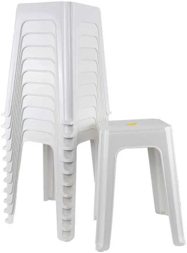 Main image of 12 Pack Plastic Bar Stools, 18.7 Inch White Nesting Stool | Portable Backless Stool, Seating Dining Chairs for Classroom Office Home